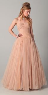Reem Acra Strapless Tulle Gown