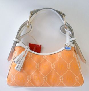 Dooney Bourke Orange Tangerine White Signature Rope Shoulder Hobo Bag