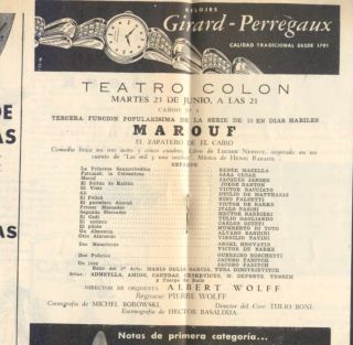 Programme Colon Theater Opera Renee Mazella 1953 L K