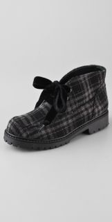 Petra Dieler Plaid Lace Up Lug Booties