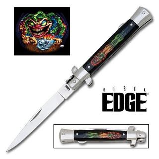 Jack in The Box Stiletto Pocket Knife with Mini Poster