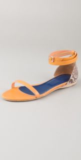 Tibi Amber Snakeskin Flat Sandals