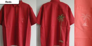 New Palm Embroidered Sewn Button Resort Hawaiian Tropical Aloha Shirts
