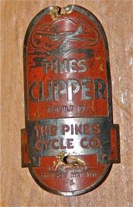 RARE Vintage Brass Pines Clipper Bicycle Bike Head Badge
