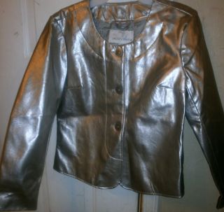 Silver Faux Leather Jacket Jaclyn Smith Silver Shiny Small Christmas