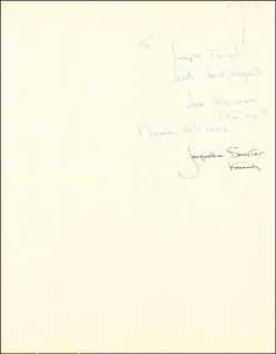 Jacqueline B Kennedy Inscribed Book Signed