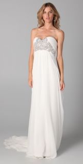 Marchesa Silk Crepe Gown with Embroidered Bodice