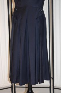 Vintage 50s Jacques Fath dress navy blue silk day dress RARE HTF