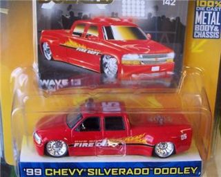 Jada Dub City Fire Dept 99 Chevy Silverado Dually Fire Truck Flames C