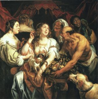 Jacob Jordaens 1653 Painting Antique Repo Print Death of Cleopatra