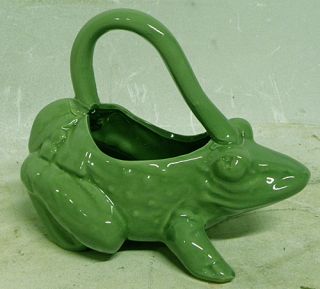 McCoy Ceramic Green Frog Watering Pitcher Planter