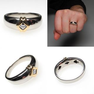 Jaffe Princess Cut Diamond Mens Wedding Band Ring 18K White Gold sku