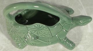 McCoy Ceramic Green Turtle Watering Pitcher Planter