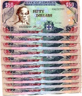 Jamaica 50 Dollars P 83B 2004 UNC Lot 10 Pcs