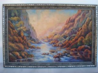 Antique Canyon Creek Vintage Oil Painting Original Art