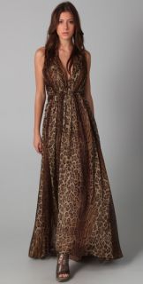 Haute Hippie Ruched Leopard Gown