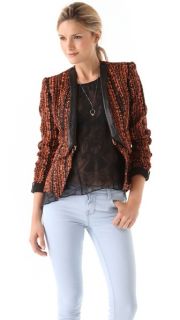 Willow Woven Tuck Jacket with Leather Trim