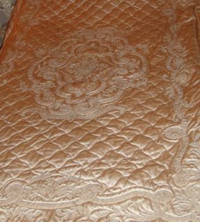 Exquisite French Antique Silk w Crewel Embroidery Bed Cover Bedspread