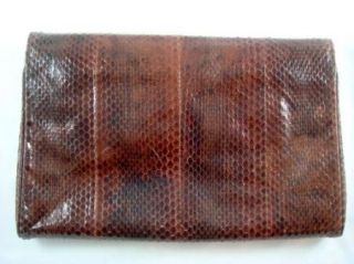 Vintage Snakeskin Reptile Leather Fold Over Clutch Bag Pocketbook