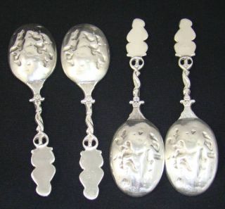 Vintage Silver Plate Dutch Spoons w Classic Jan Steen