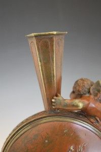 Signed 19c Figural Bronze of Cherubs Playing on Vase w Granite Base by