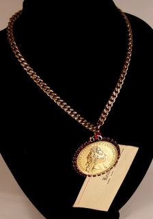  French Silver Medal Louis XVI James II Necklace with Garnets