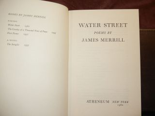 Water Street Poems by James Merrill Poetry RARE 1962 1st Edition $100