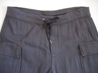 James Perse Cropped Drawstring Waist Grey Cargo Pants Rolled Cuff Size