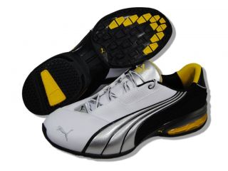Puma Men Cell Jago 6 LN White Black Yellow Running Shoes Sz 13