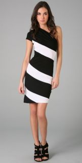 alice + olivia Striped Skye One Shoulder Dress