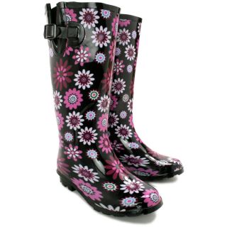 New Womens Snow Rain Welly Wellington Flat Wide Calf Boots