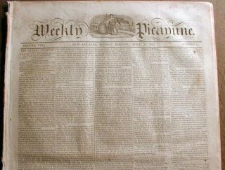 1845 New Orleans LOUISIANA newspaper TEXAS ANNEXATION Andrew Jackson