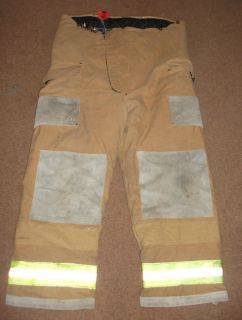 Janesville Firefighter Trouser Pants Turnout Bunker Gear 42 26 Tan Red