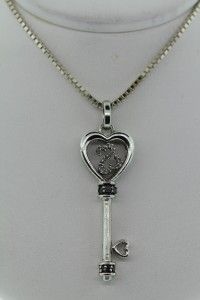 Jane Seymour Open Heart Key Pendant Necklace 925 Sterling Silver