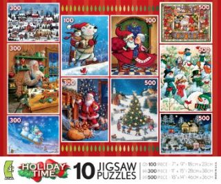 Holiday Time 10 in 1 Christmas Puzzles Multi Pack 2010