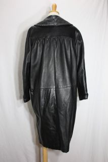  60s Thick Leather Swing Coat Jacket Peter Pan Collar Small