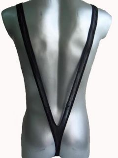 New Mens Sexy Bodysuit Underwear V Shape Lingerie C thru Black