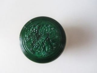 Art Deco Czech Green Malachite Glass Powder Jar