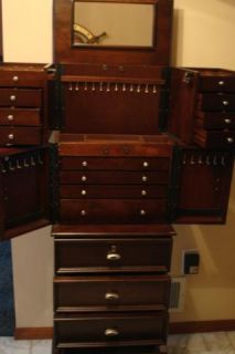 Jewelry Armoire Furniture Java Dark Wood Cabinet Box Drawers Necklaces
