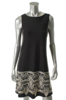 Julie Brown New Black Printed Sleeveless Knee Length Casual Dress M