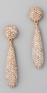 Kenneth Jay Lane Crystal Bat Drop Gold Plated Pierced Earrings
