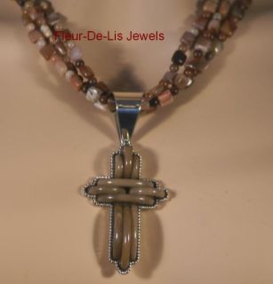 Jay King Mine Finds Petrified Wood Cross Necklace PDT