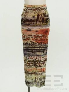 Jean Paul Gaultier Multicolor Calligraphy Maxi Skirt Size Medium
