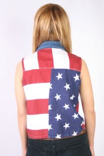 American Flag Vest Jean Collar 4th of July