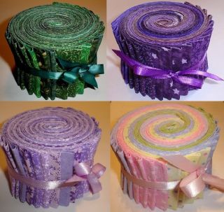 Green Purple Lavender Pastel Fabric Jelly Rolls