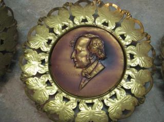 Vtg Brass Composer Plates England Chopin Bach Beethoven Brahms