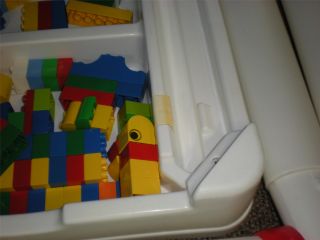 Vintage Fisher Price Building Play Storage Toy Table 100 Lego Duplo