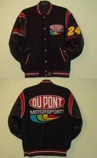 NASCAR Jeff Gordon Wool Body Leather Sleeves Embroidered Jacket 3XL