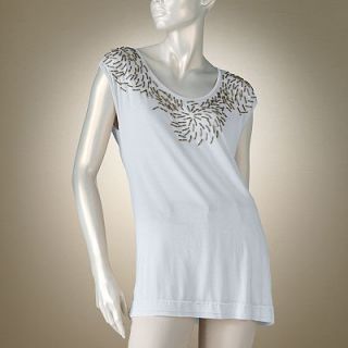 NWT Jennifer Lopez Collection Embellished Stretch Top Beaded Longer