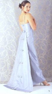 Jessica McClintock Blue Taffeta Train Gown Dress 8